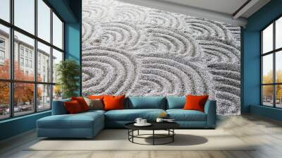 The pattern on the sand is a circle of many layers. For background concept. Wall mural