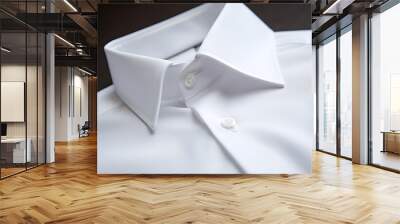 Close-up of a white shirt, perfect for work or a wedding. Wall mural