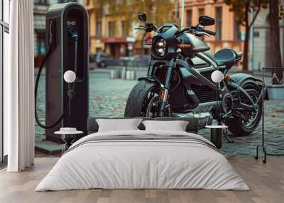 Electric Motorcycle Charging Station Wall mural