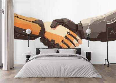 Robotic hands shaking in futuristic collaboration Wall mural