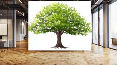 Vector watercolor of green tree  side view isolated on white background for landscape and architecture drawing, elements for environment and garden, painting botanical for exterior section Wall mural