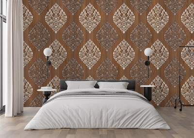 Thai pattern seamless colorful Wall with natural marble texture pattern for background. Wall mural