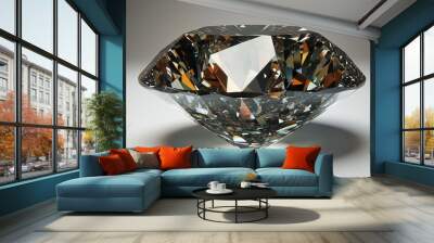 A large, sparkling diamond with intricate facets on a white background. Wall mural