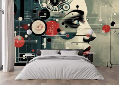 Abstract Woman with Geometric Patterns.. Wall mural