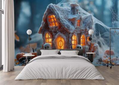 Haunted_house_made_from_candy_with_ghostly_figures Wall mural