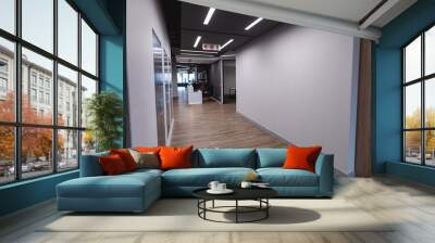 Interior of empty lobby with reception counter in modern office Wall mural