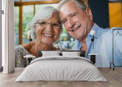 portrait of happy senior couple Wall mural