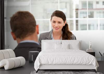 attractive female manager during a interview with a businessman Wall mural