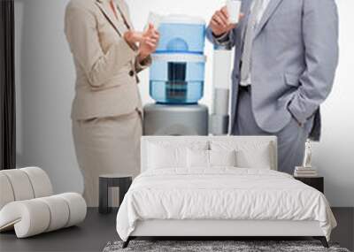 business people laughing next to the water dispenser Wall mural