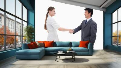 Business people shaking hands Wall mural