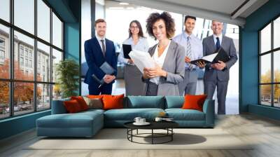 Business team with document and organizer Wall mural