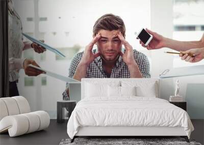 businessman stressed out at work Wall mural