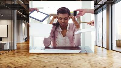 Businesswoman stressed out at work Wall mural