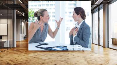 Businesswoman yelling at colleague Wall mural