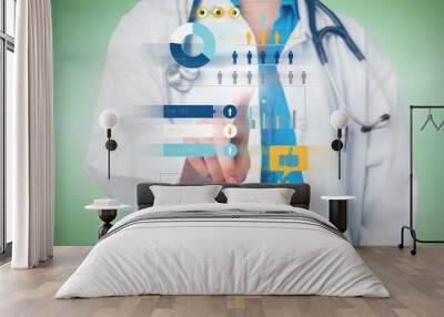 composite image of young doctor pointing Wall mural