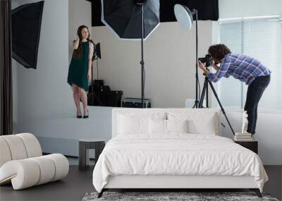 Female model posing for a photoshoot Wall mural