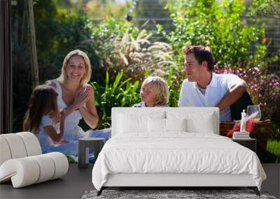 happy family having a picnic Wall mural