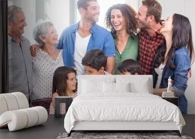 Happy family together at home Wall mural