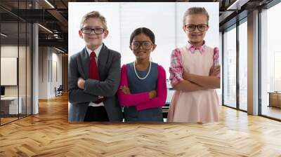 Kids as business executive smiling while standing in the office Wall mural