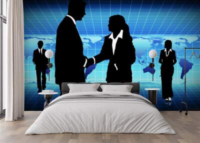 man and woman showing teamwork in busines concept Wall mural