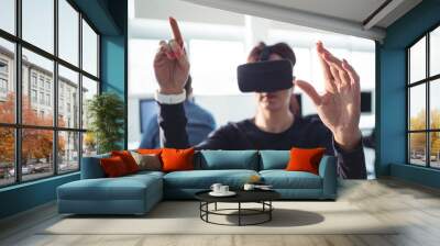 Mature student using virtual reality headset Wall mural