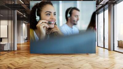 Multi-ethnic customer service executive working Wall mural