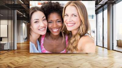 portrait of beautiful women smiling at camera Wall mural