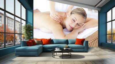 Positive woman having a back massage Wall mural