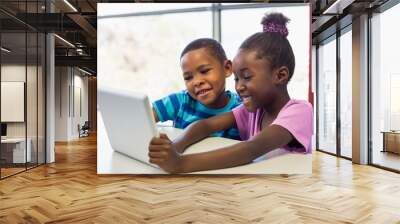 School african american kids using a digital tablet in classroom Wall mural