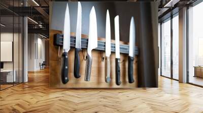 Set of kitchen knives hanging on the wall Wall mural