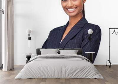 smiling businesswoman with folded arms Wall mural