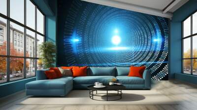 Spiral of shiny binary code Wall mural