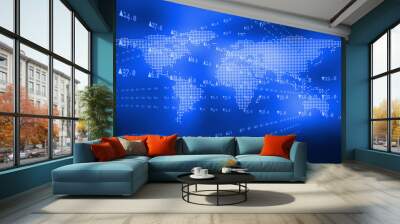 Stock prices lining above world map Wall mural