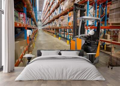 view of pallet truck and goods tidy Wall mural