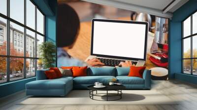 woman using laptop at office Wall mural