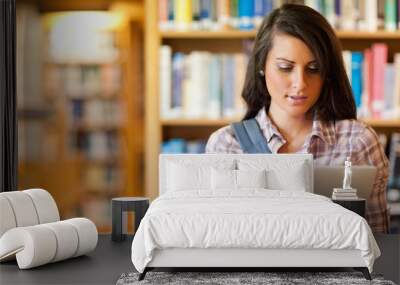 Young focused student using a tablet computer Wall mural