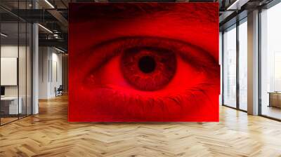 Macro on man eye expressing serious and expressionless expression Wall mural