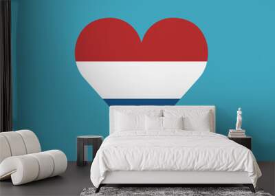 netherlands flag icon in a heart shape in flat design. independence day or national day holiday conc Wall mural