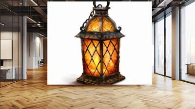 25. Christmas lantern clipart, decoration element, vintage style, warm glow, isolated on white background Wall mural