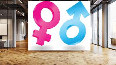 3d illustration of male and female symbols on white background, Wall mural