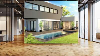 External view of a contemporary house with pool Wall mural