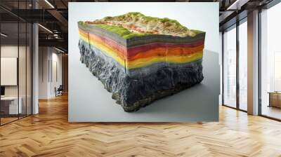 Layers of the Earth's crust - isometric view on soil layers diagram Wall mural