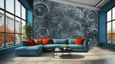 Surface of the Moon seamless texture, black and white Wall mural