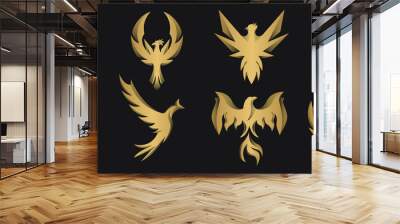 Gold Gradient Bird Bundle Wall mural