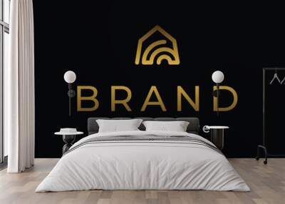 Luxury Gold gradient logo house with technology monerdn minimal logo design for company Wall mural