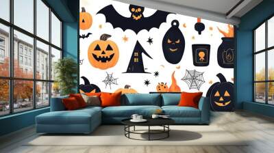 Halloween Pumpkin Jack o  Lantern Clipart Illustrations Wall mural