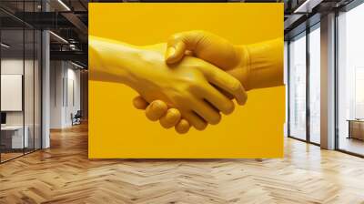 Holding hands, cooperating, uniting, sums up the concept of success of mutual agreement. Wall mural