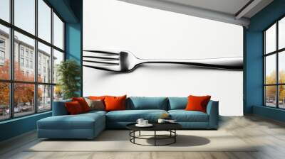 Silver Fork on White Background Wall mural