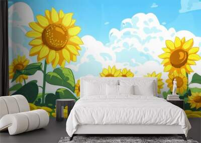 Sunflower summer sky landscape background Wall mural