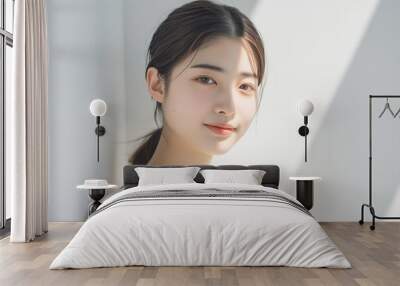 natural light portrait of smiling young asian woman Wall mural